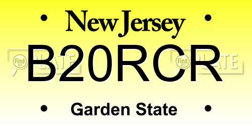 B20RCR New Jersey License Plate