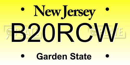 B20RCW New Jersey License Plate