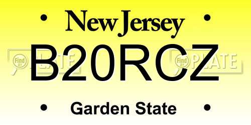 B20RCZ New Jersey License Plate
