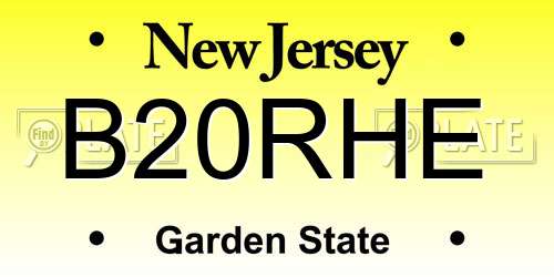 B20RHE New Jersey License Plate