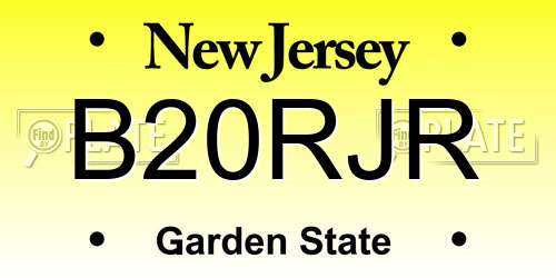 B20RJR New Jersey License Plate