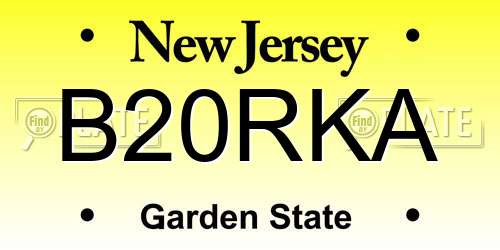 B20RKA New Jersey License Plate