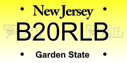 B20RLB New Jersey License Plate