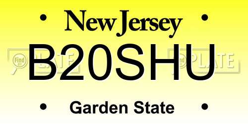 B20SHU New Jersey License Plate