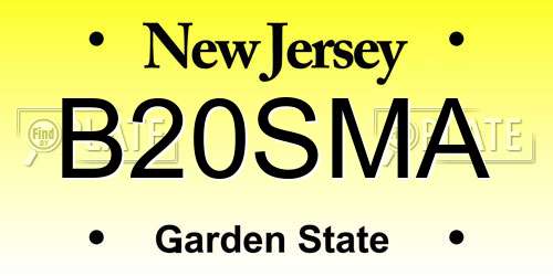 B20SMA New Jersey License Plate