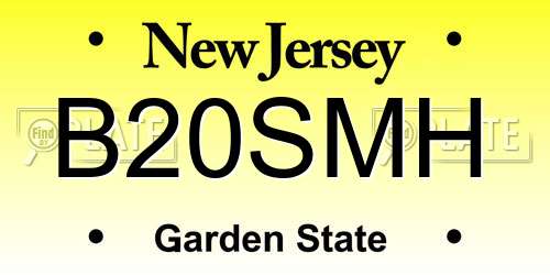 B20SMH New Jersey License Plate