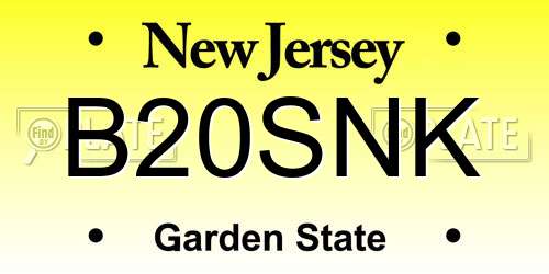B20SNK New Jersey License Plate