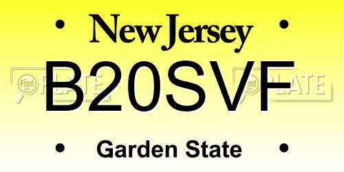 B20SVF New Jersey License Plate