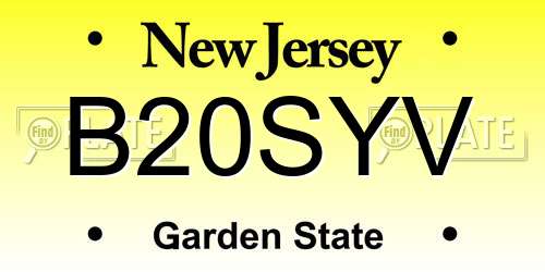 B20SYV New Jersey License Plate