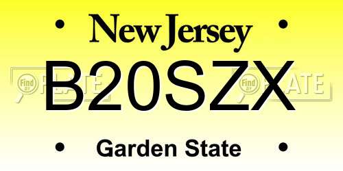 B20SZX New Jersey License Plate