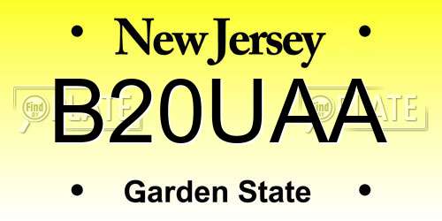 B20UAA New Jersey License Plate