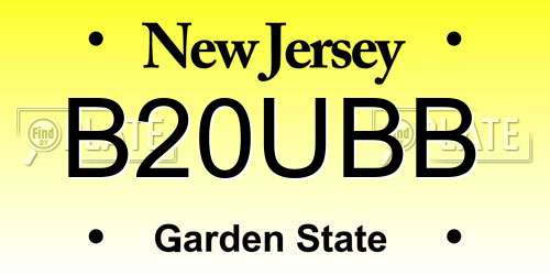 B20UBB New Jersey License Plate