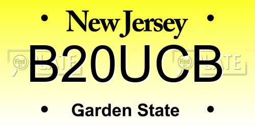 B20UCB New Jersey License Plate