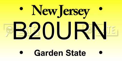 B20URN New Jersey License Plate