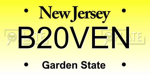 B20VEN New Jersey License Plate