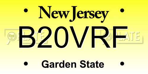 B20VRF New Jersey License Plate