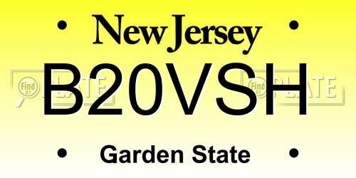 B20VSH New Jersey License Plate