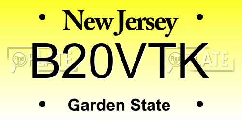 B20VTK New Jersey License Plate