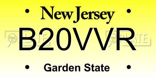 B20VVR New Jersey License Plate