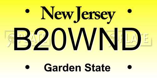 B20WND New Jersey License Plate