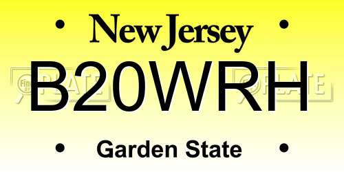 B20WRH New Jersey License Plate