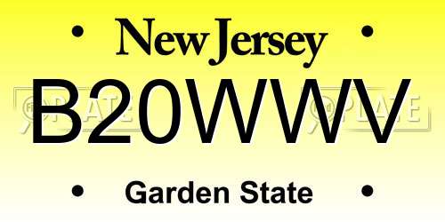 B20WWV New Jersey License Plate