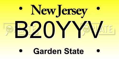 B20YYV New Jersey License Plate