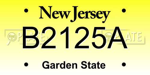 B2125A New Jersey License Plate