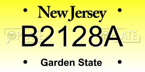 B2128A New Jersey License Plate