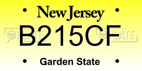 B215CF New Jersey License Plate