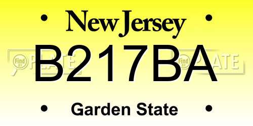 B217BA New Jersey License Plate