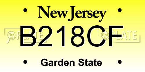B218CF New Jersey License Plate