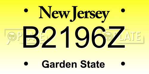 B2196Z New Jersey License Plate