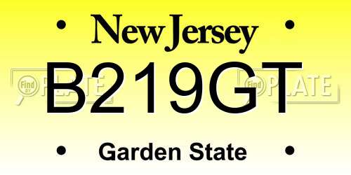 B219GT New Jersey License Plate