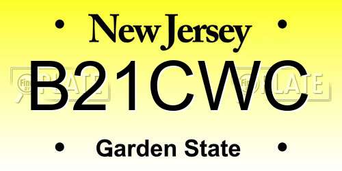 B21CWC New Jersey License Plate