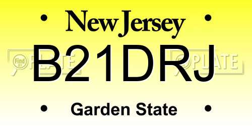 B21DRJ New Jersey License Plate