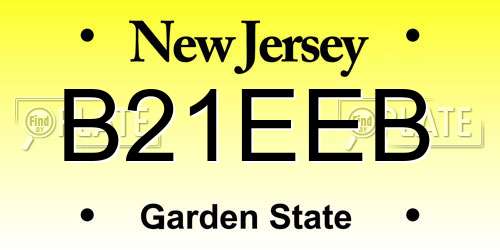 B21EEB New Jersey License Plate