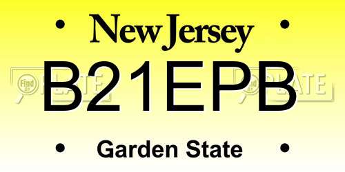 B21EPB New Jersey License Plate