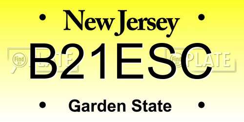 B21ESC New Jersey License Plate