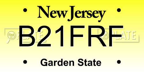 B21FRF New Jersey License Plate
