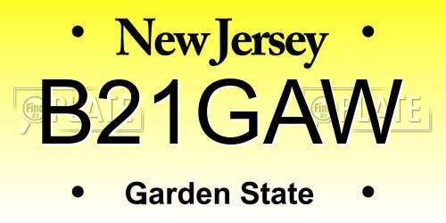 B21GAW New Jersey License Plate