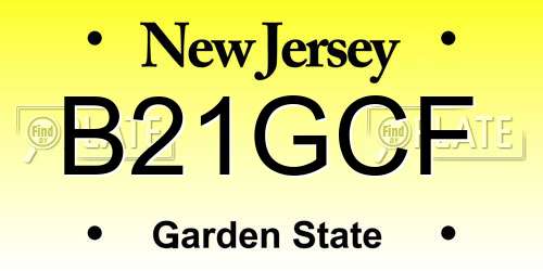 B21GCF New Jersey License Plate