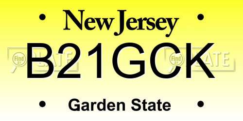 B21GCK New Jersey License Plate
