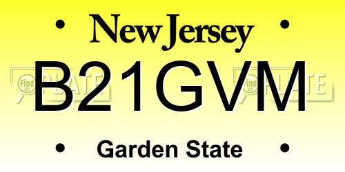 B21GVM New Jersey License Plate