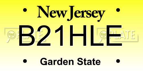 B21HLE New Jersey License Plate