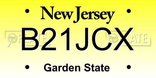 B21JCX New Jersey License Plate