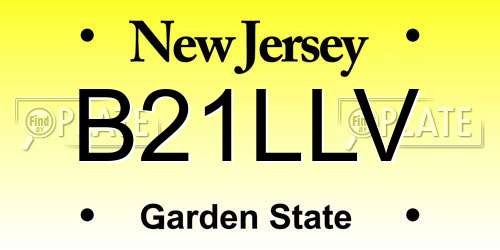 B21LLV New Jersey License Plate