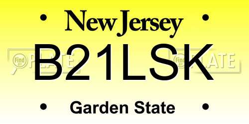 B21LSK New Jersey License Plate
