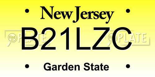 B21LZC New Jersey License Plate