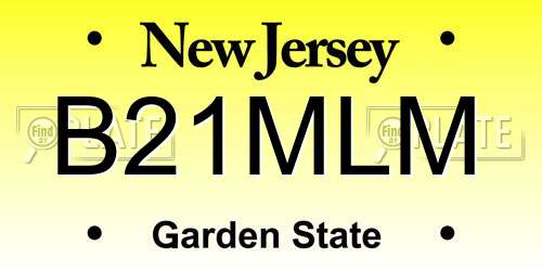 B21MLM New Jersey License Plate